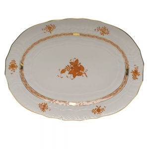 Herend Chinese Bouquet Rust Platter15"L X 11.5"W
