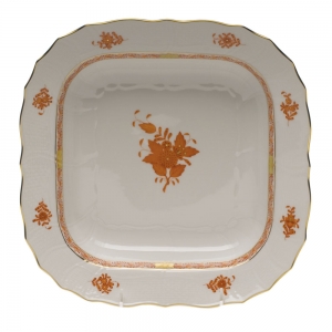 Herend Chinese Bouquet Rust Square Fruit Dish11"Sq