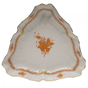 Herend Chinese Bouquet Rust Triangle Dish