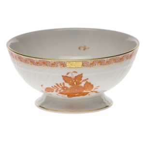 Herend Chinese Bouquet Rust Footed Bowl 5"D X 2.5"H