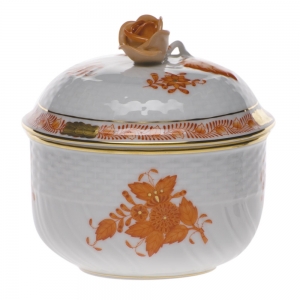 Herend Chinese Bouquet Rust Sugar Covered W/Rose (10 Oz) 4"H