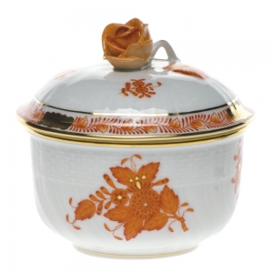Herend Chinese Bouquet Rust Sugar Coveredw/Rose(4 Oz) 3.25"