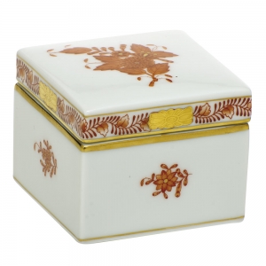 Herend Chinese Bouquet Rust Square Box