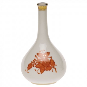 Herend Chinese Bouquet Rust Bud Vase -5.25"