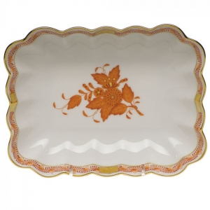 Herend Chinese Bouquet Rust Oblong Dish