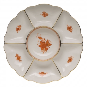 Herend Sectioned Appetizer Dish - Rust