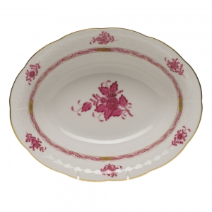 Herend Chinese Bouquet Raspberry Oval Veg Dish10"L X 8"W