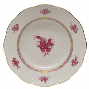 Herend Chinese Bouquet Raspberry Rim Soup Plate8"D