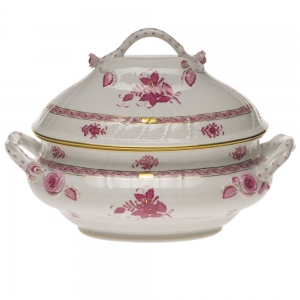 Herend Chinese Bouquet Raspberry Tureen W/Branch(4 Qt) 10"H