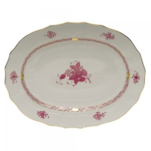Herend Chinese Bouquet Raspberry Platter17"L X 12.5"W