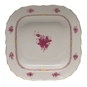 Herend Chinese Bouquet Raspberry Square Fruit Dish11"Sq