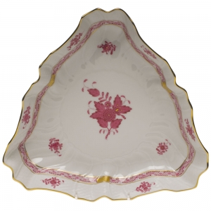 Herend Chinese Bouquet Raspberry Triangle Dish9.5"L