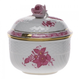 Herend Chinese Bouquet Raspberry Sugar Covered W/Rose(6 Oz) 4"H