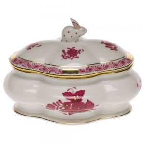 Herend Covered Bonbon w/ Bunny - Raspberry