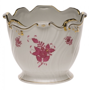 Herend Ribbed Cachepot - Raspberry