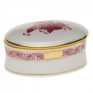 Herend Chinese Bouquet Raspberry Oval Box