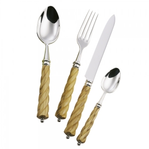 Alain Saint Joanis Mistral Olivewood Silverplate 5 Piece Setting*