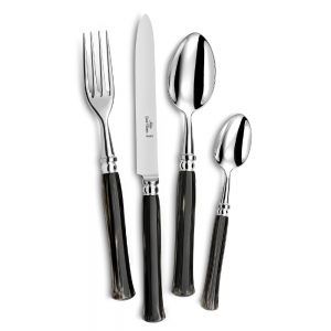 Alain Saint Joanis Riviera Black Horn Silverplate 5 Piece Setting*