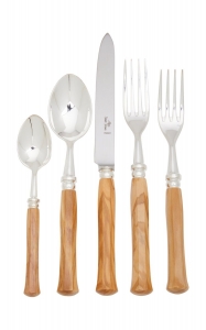 Alain Saint Joanis Riviera Olivewood Silverplate 5 Piece Setting*