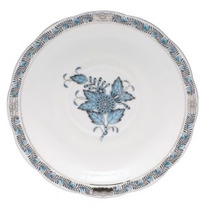 Herend Chinese Bouquet Turquoise & Platinum Tea Saucer - 6"