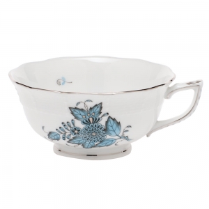 Herend Chinese Bouquet Turquoise & Platinum Tea Cup - 8 oz.