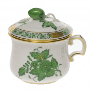 Herend Chinese Bouquet Green Pot De Creme w /Berry