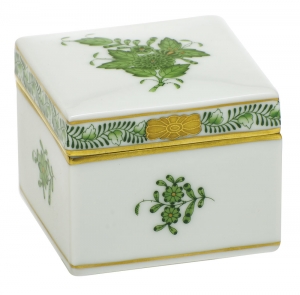 Herend Chinese Bouquet Green  Square Box