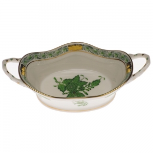 Herend Large Basket with Handles - Green