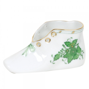 Herend Baby Shoe - Chinese Bouquet Green