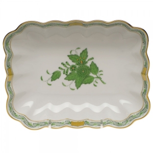 Herend Chinese Bouquet Green Oblong Dish