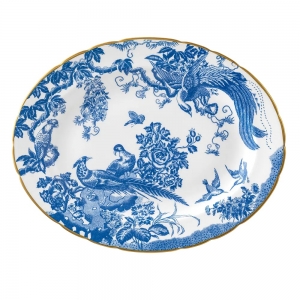 Royal Crown Derby Aves Blue Oval Dish / Platter - 13.5"