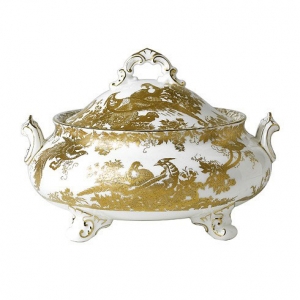 Royal Crown Derby Aves Gold Covered Vegetable Dish