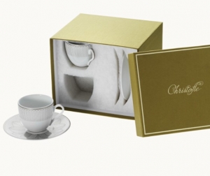Christofle Malmaison Imperiale Platinum Coffee Cup + Saucer - Set 2