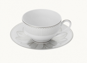 Christofle Malmaison Imperiale Platinum Tea Cup + Saucer