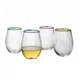 Juliska Nell Stemless Wine Glass Assorted Colors - Set/4
