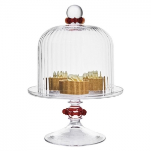 Juliska Nell Ruby Ruffle Petite Cake Dome + Stand Set