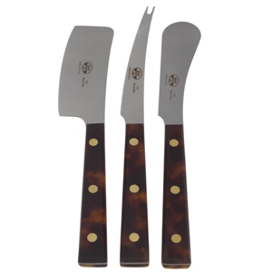 Berti Lucite Handle Cheese Knives / Set 3 - Grit Finish -Tortoise