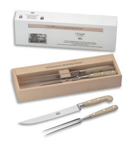 Berti Carving Set - White Lucite Handle