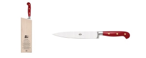 Berti Insieme Red Lucite Handle Slicing Knife - 8"