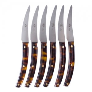 Berti Convivio Nuovo Steak Knife / Set 6 - Tortoise Lucite Handle