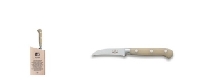 Berti Insieme White Lucite Handle Curved Paring Knife