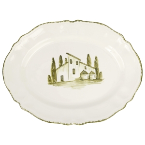 Vietri Borgo Verde Oval Platter - 17.75"