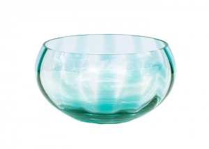 Vietri Bolla Glass Ash Blue Pleated Centerpiece - 10"