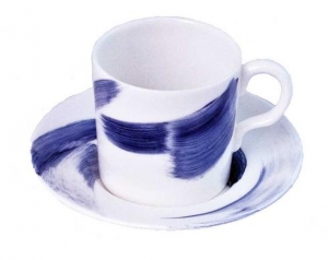 Royal Crown Derby Brushstrokes Blue Coffee Cup - 3 oz.