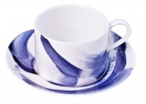 Royal Crown Derby Brushstroke Blue Tea Saucer