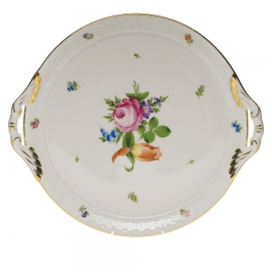 Herend Printemps Round Tray w / Handles -11.25"D