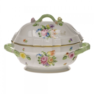 Herend Printemps Tureen W/Branch(2 Qt) 9.5"H