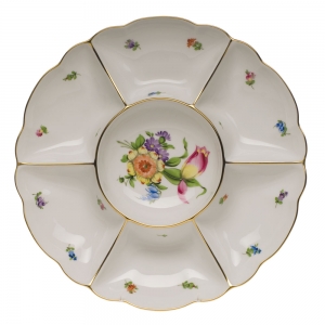 Herend Sectioned Appetizer Dish - Flower 1