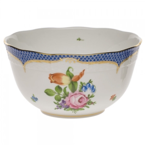 Herend Printemps Blue Border Round Bowl7.5"D