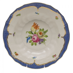 Herend Printemps Blue Border Rim Soup - 9.5"Motif 01